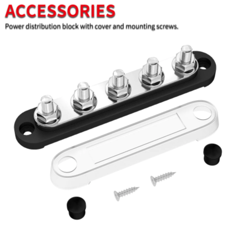 Bus Bar -5 X  5/16”Post(M8), black color with Cover.
