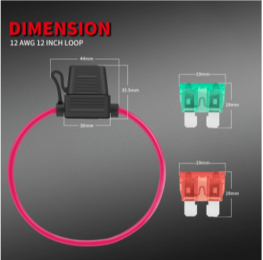 Middle Blade Fuse Holder 12AWG